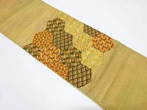 アンティーク 切りばめ亀甲に花・古典柄織り出し袋帯(材料)